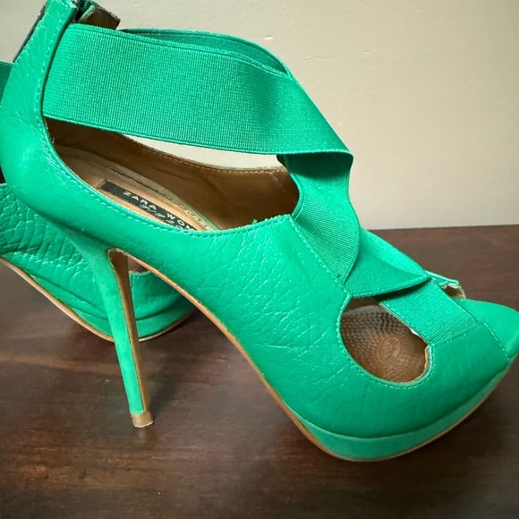 Zara Emerald Green Heeled Sandals - Picture 7 of 14